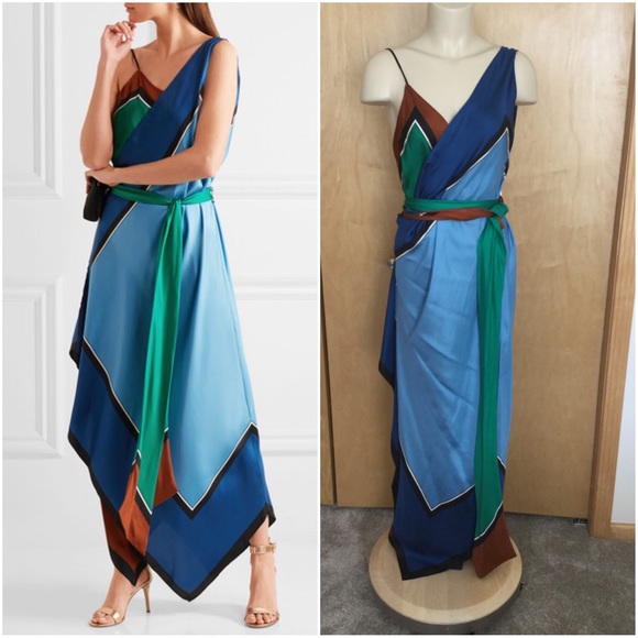 DIANE VON FURSTENBERG Scarf Hem Tiered Midi Dress - Picture 2 of 8